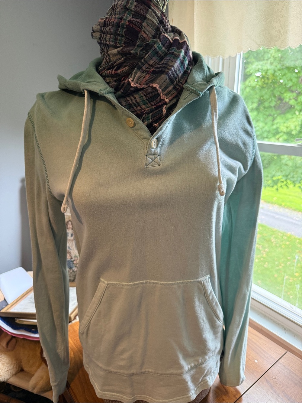 Lucky Brand Sage Green Hooded Pullover Sweater